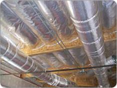 Large ventilation system installed into the top of a warehouse
